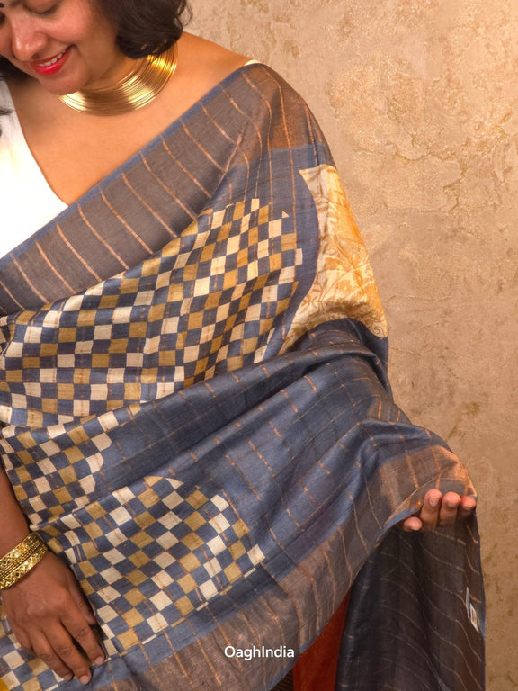 Saanvi : Pure Silk Abstract Art Saree (Silk Mark) - Oagh India