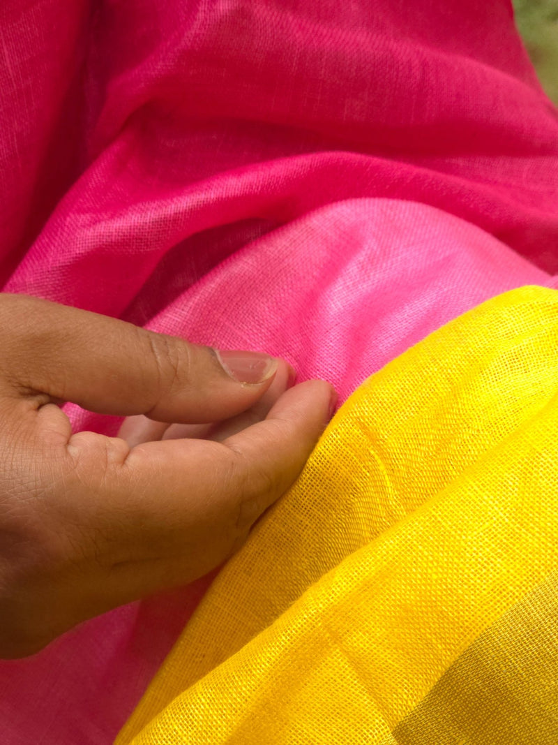 Samagam - Authentic Bhagalpur Linen Saree - Oagh India