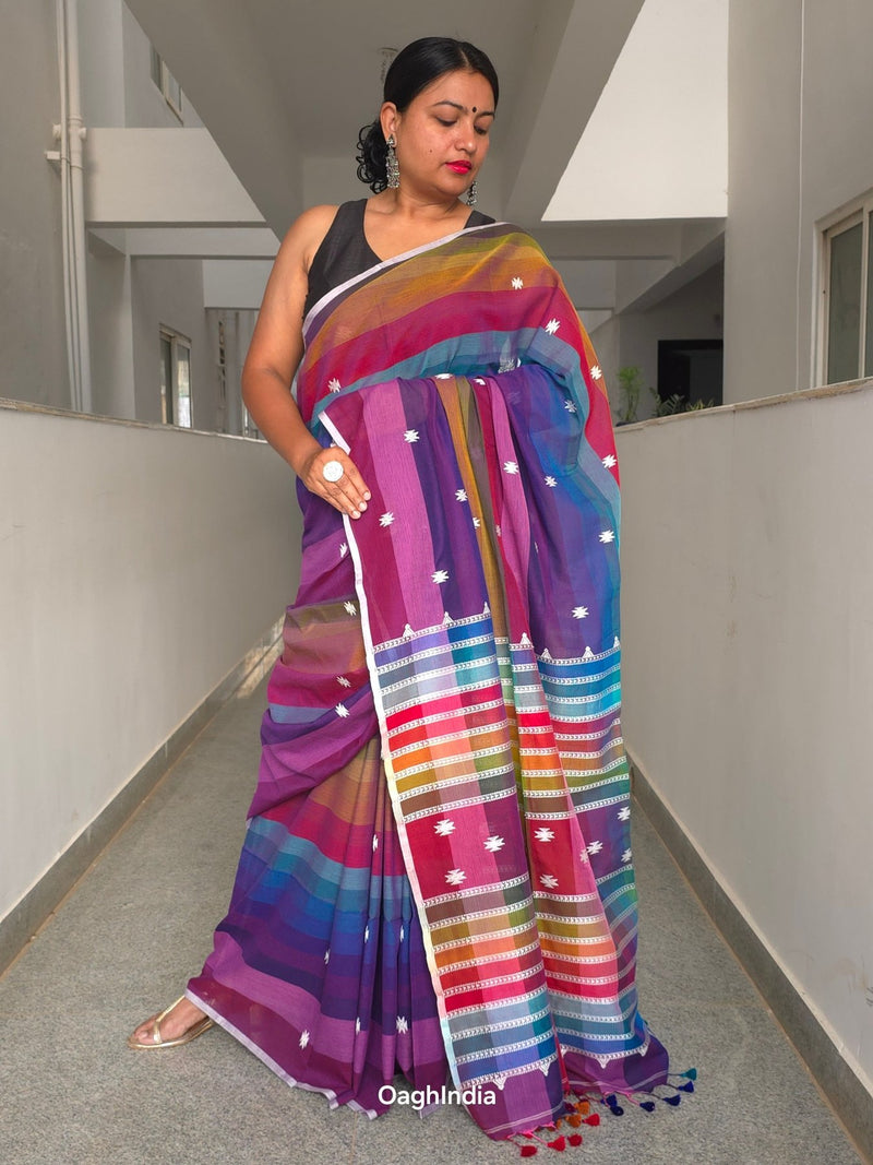 Sapt Rang - Pure Cotton Rainbow Saree