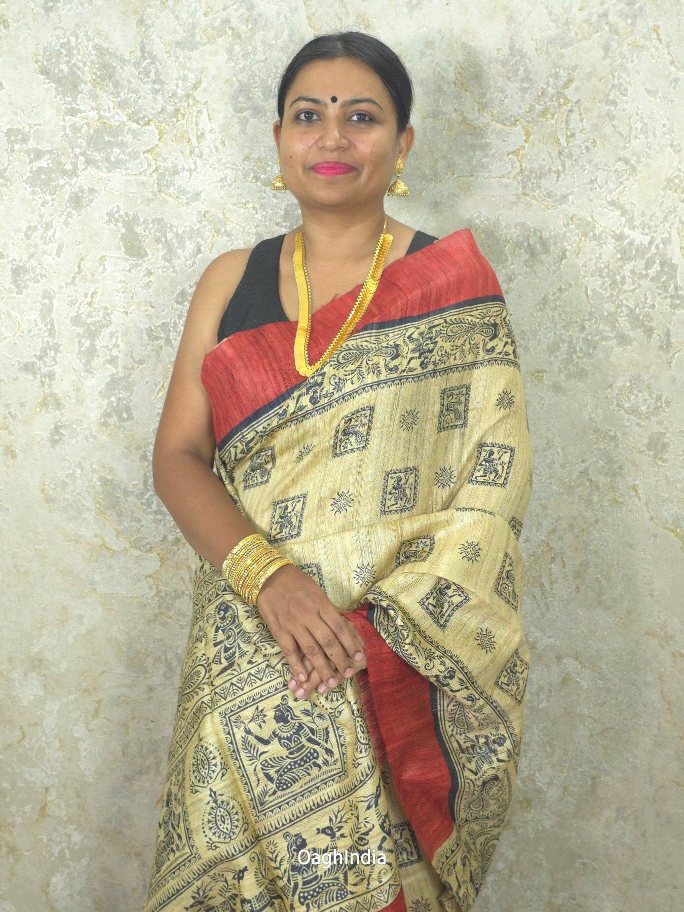 Saumya : Pure Silk Ghicha Madhubani Saree