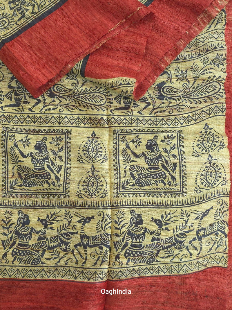 Saumya : Pure Silk Ghicha Madhubani Saree