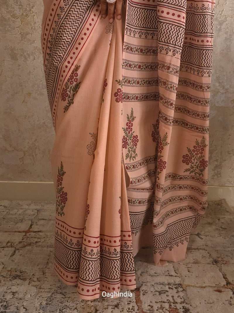 SheLeader  : Bagru Handblocked Pure Cotton Saree