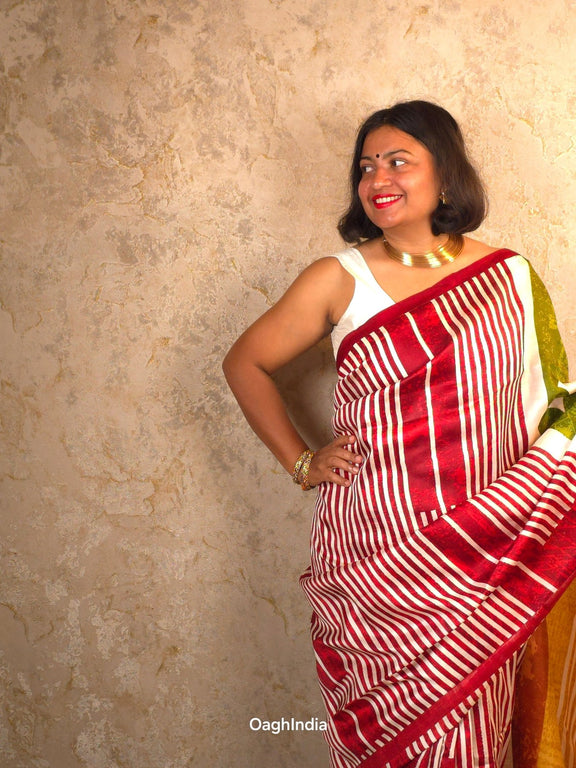 Shunya : Pure Silk Abstract Art Saree (Silk Mark) - Oagh India