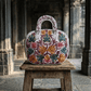 The Bangkok Travel Bag - White | Embroidered Velvet Floral Travel Bag - Oagh India