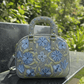 The Malé Travel Bag - Slate Grey | Embroidered Velvet Floral Travel Bag - Oagh India