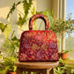 The Phukok Tote - Maroon | Embroidered Velvet Floral Tote - Oagh India