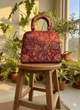 The Phukok Tote - Maroon | Embroidered Velvet Floral Tote - Oagh India