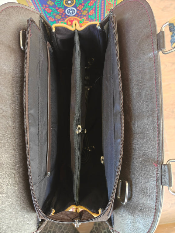 The SoBo Tote - Yellow | Embroidered Velvet Floral Tote for Women - Oagh India