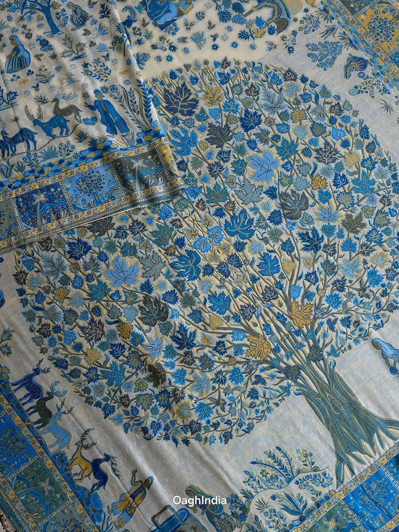 Tree of Life (Moonlight) : Authentic Kashmiri Saree