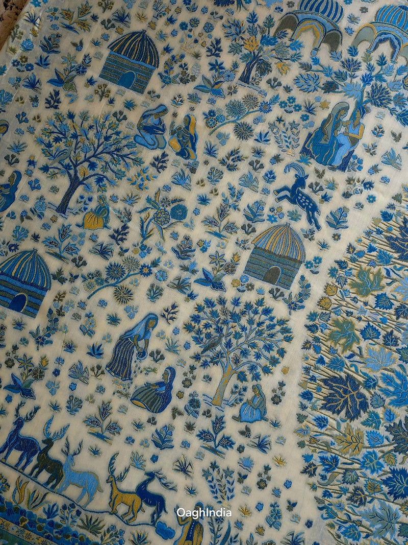 Tree of Life (Moonlight) : Authentic Kashmiri Saree