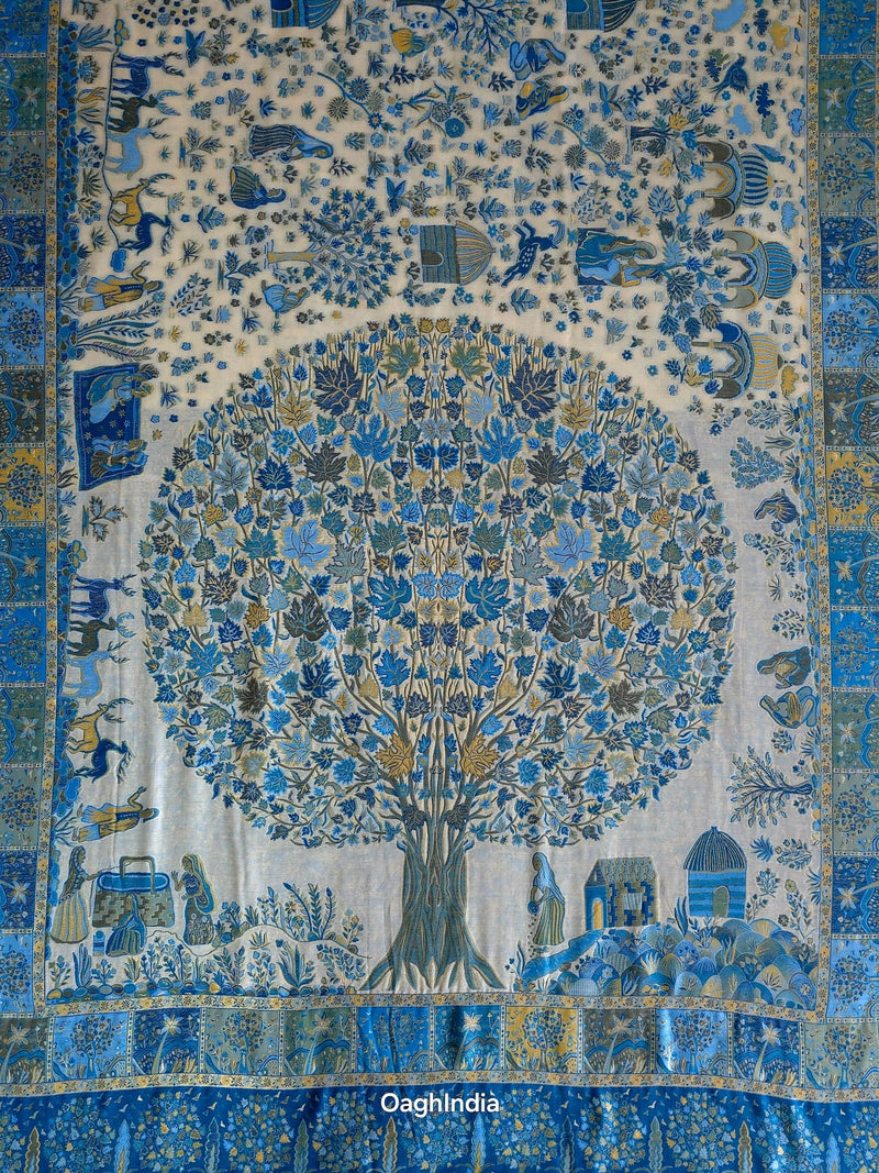 Tree of Life (Moonlight) : Authentic Kashmiri Saree