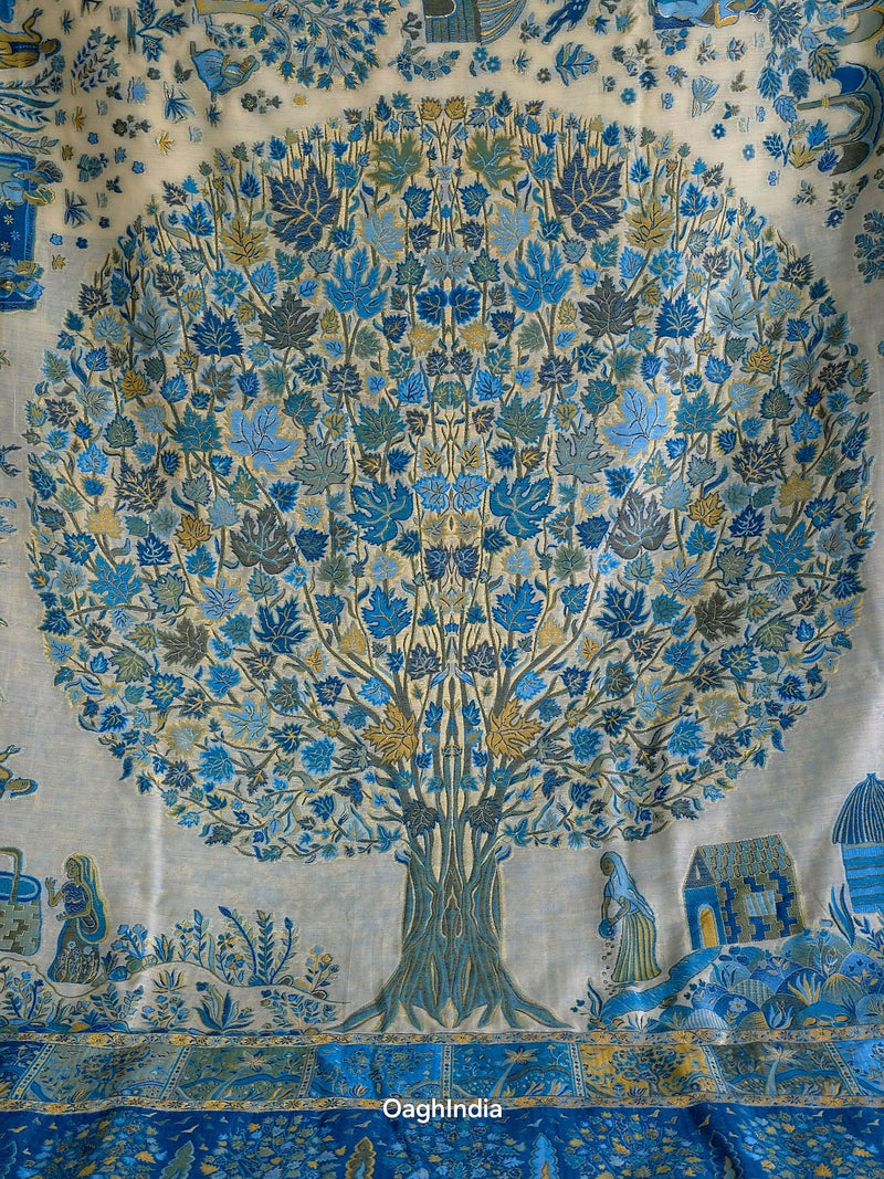 Tree of Life (Moonlight) : Authentic Kashmiri Saree