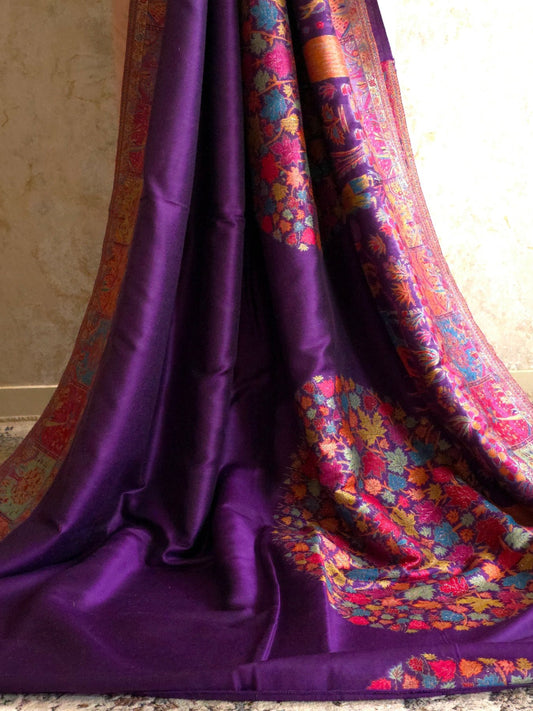 Tree of Life : Purple : Authentic Kashmiri Saree
