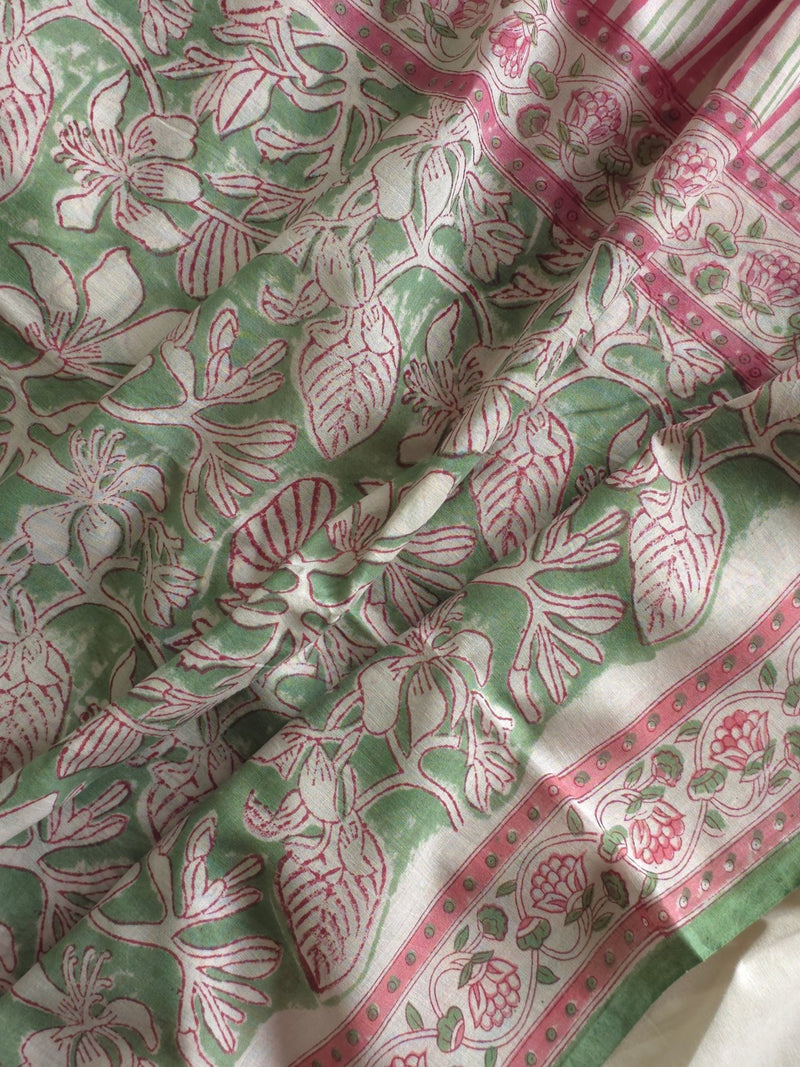 Vrindavan Vriksha : Bagru Handblocked Pure Cotton Saree