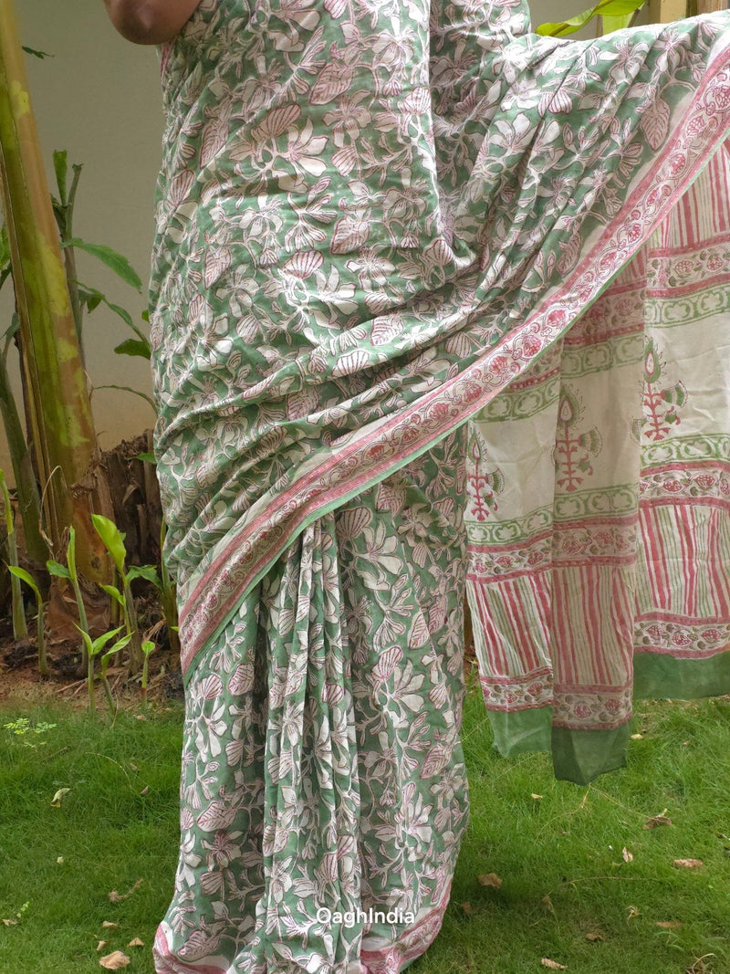 Vrindavan Vriksha : Bagru Handblocked Pure Cotton Saree