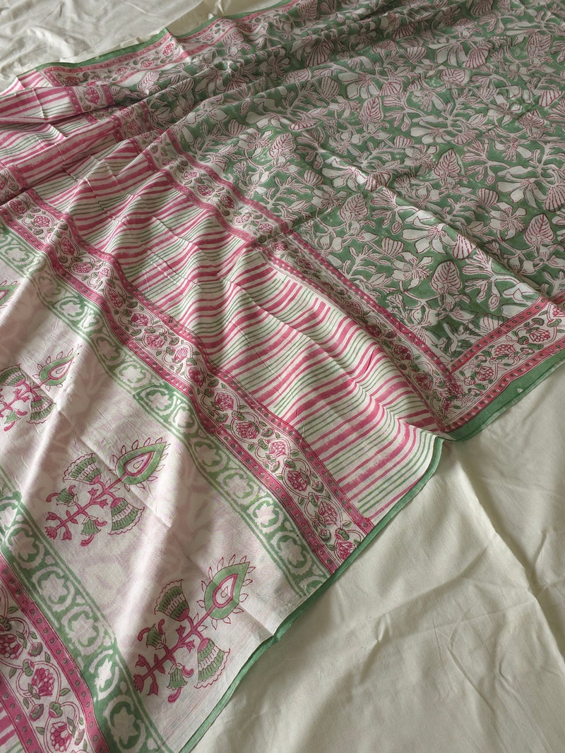 Vrindavan Vriksha : Bagru Handblocked Pure Cotton Saree