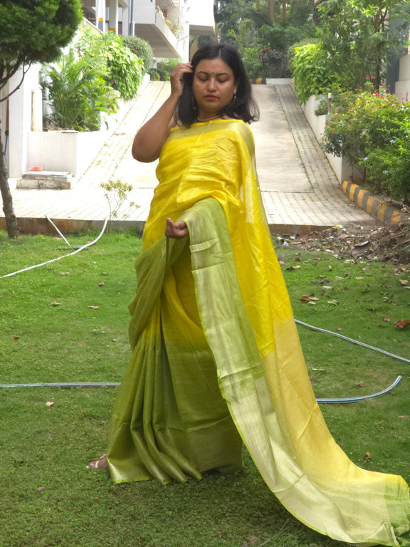 Vrittika - Authentic Bhagalpur Linen Saree - Oagh India