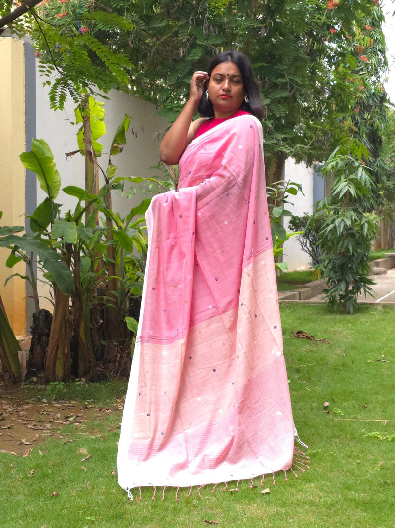 Yazhini – Pure Cotton Pink Saree