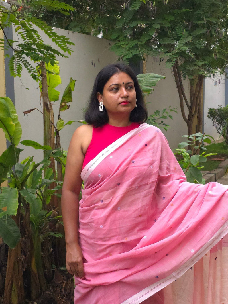Yazhini – Pure Cotton Pink Saree