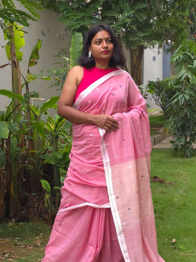 Yazhini – Pure Cotton Pink Saree