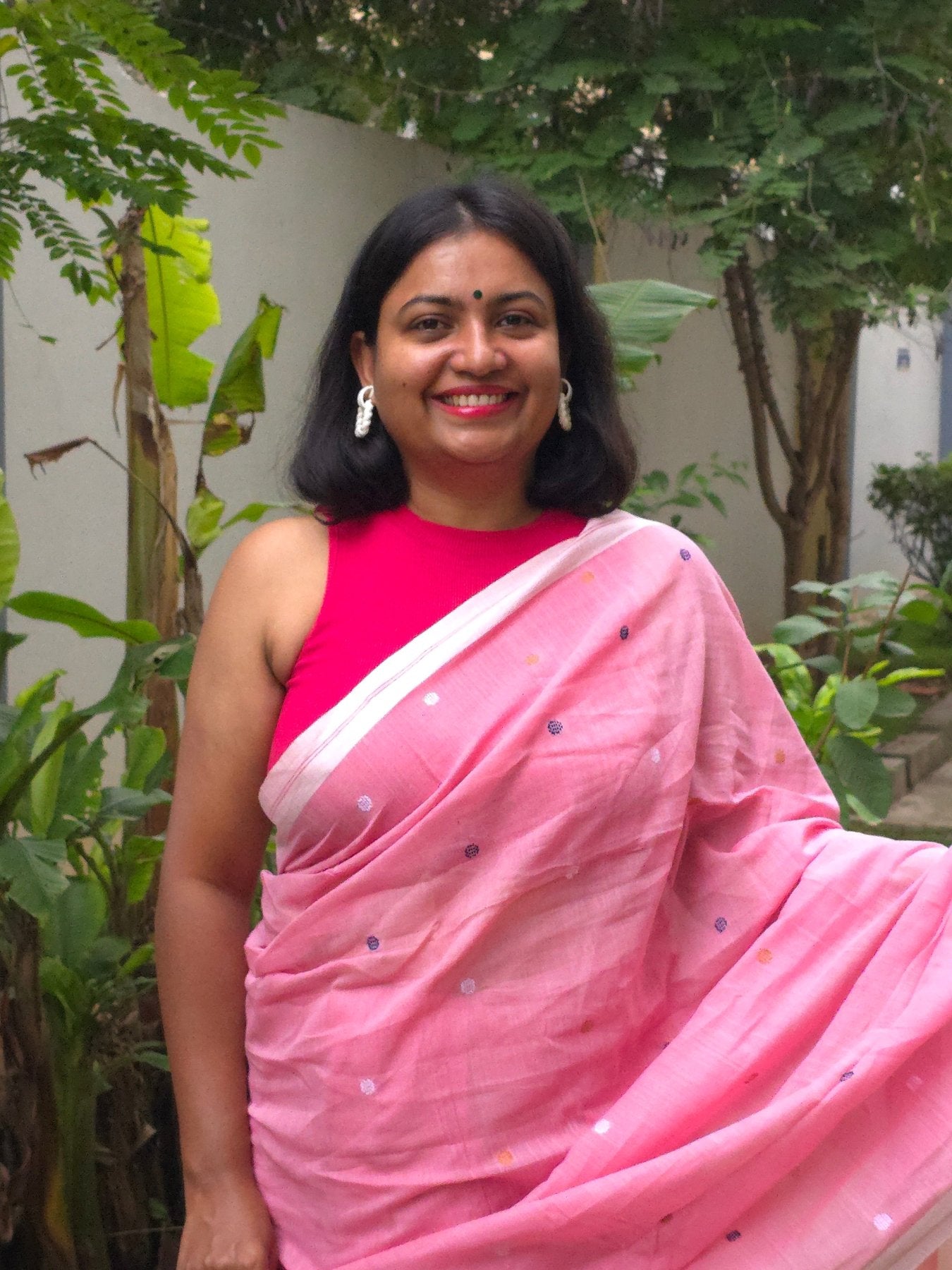 Yazhini – Pure Cotton Pink Saree