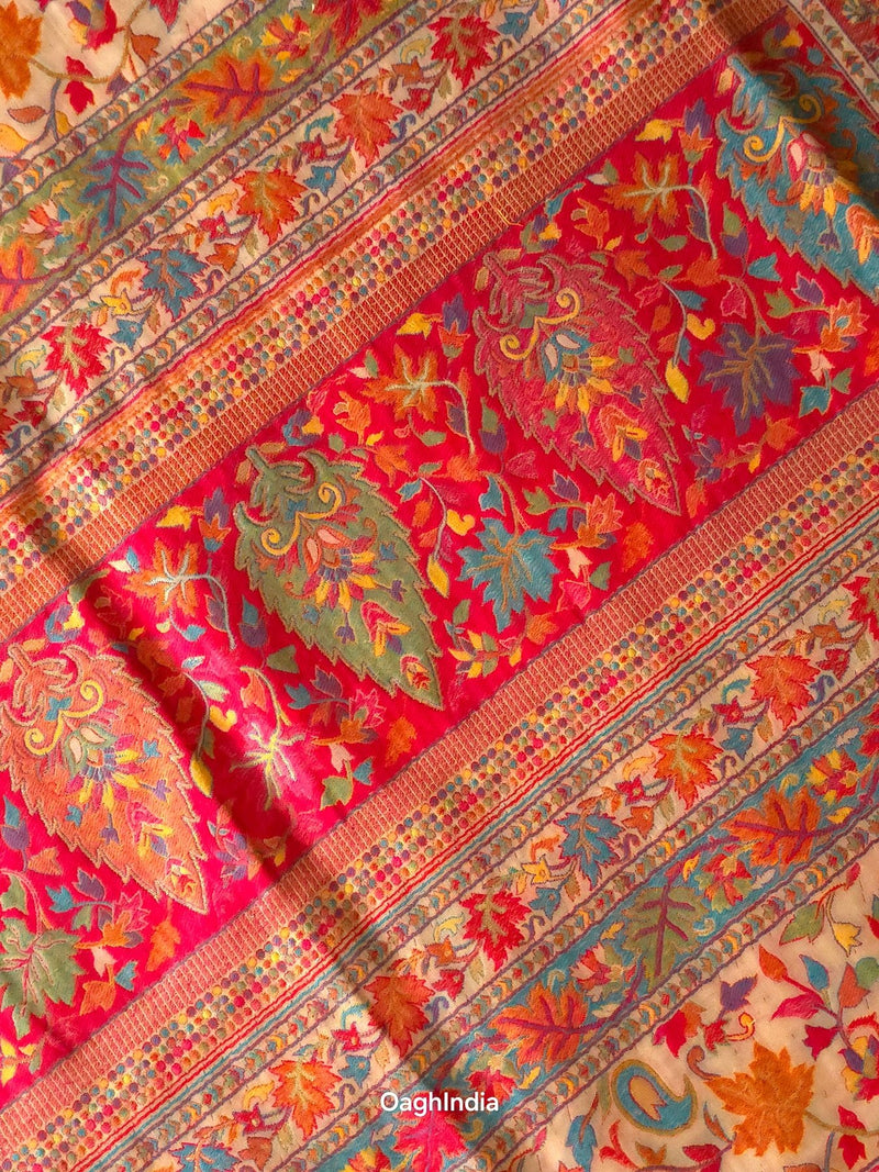 Zooni (Off-White) : Authentic Kashmiri Saree